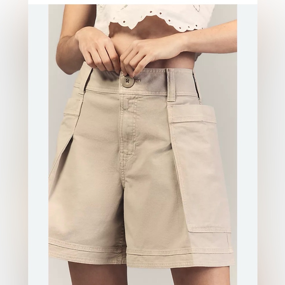 Anthropologie Pilcro High Rise Utility Shorts in Sand